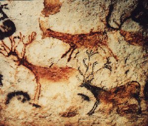 Cave painting of deer at Lascaux, France